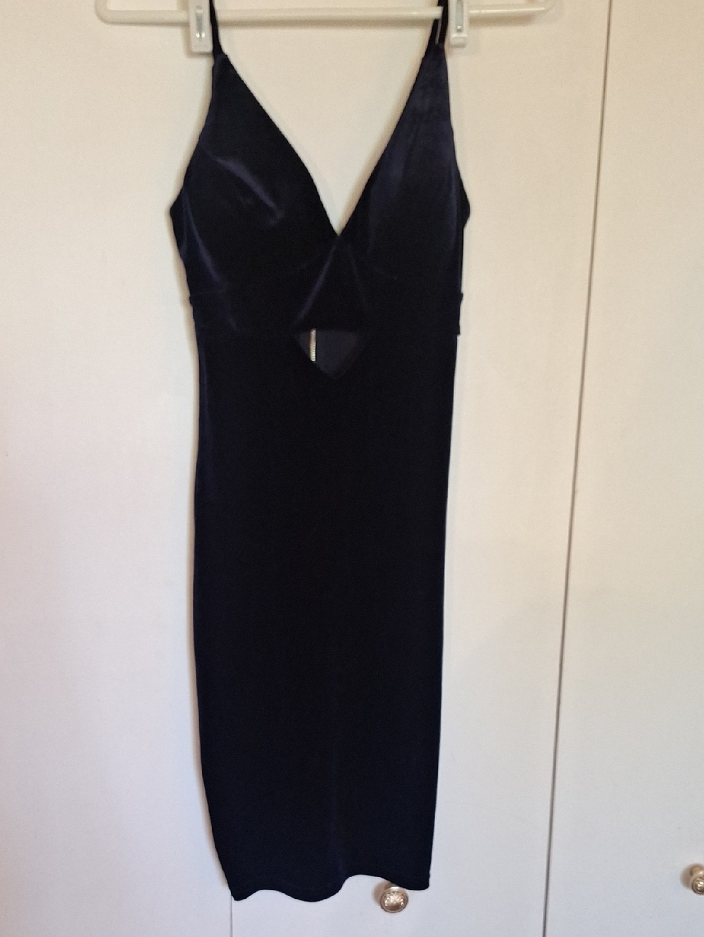 Windsor Navy Satin V-Neck Midi Slip Dress